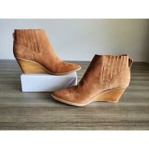 Calvin Klein, Women's Soft Leather Wedge Ankle Boots, Brown Size: 5.5M, New